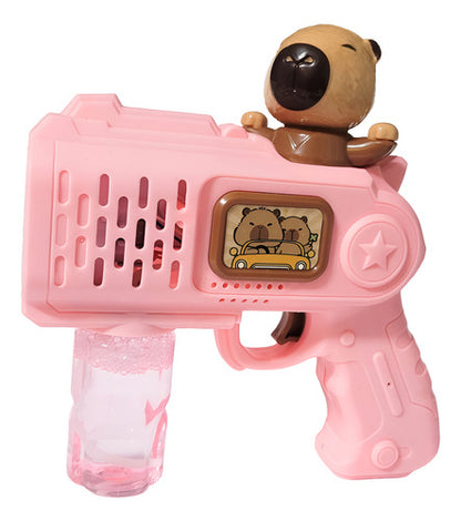 Pistola De Burbujas Rosada Diseño Capibara Lanza Burbujas