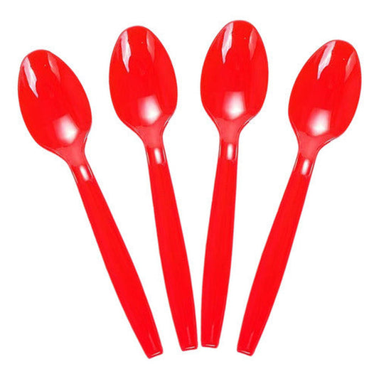 Pack 20 Cucharas Plásticas Color Rojo Cumpleaños