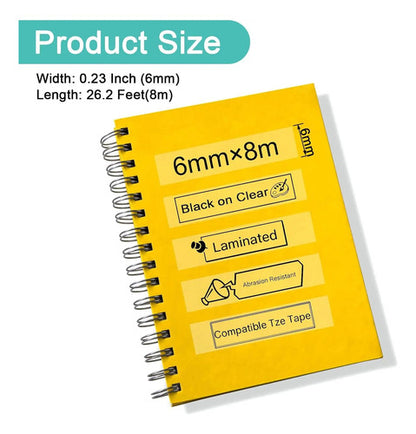 Cinta Tze-111 Alternativa Rotuladora Brother 6mmx8m Transpar