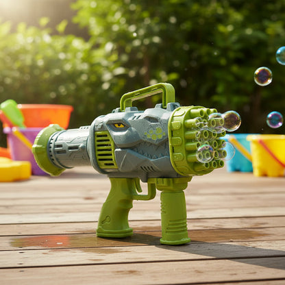Pistola De Burbujas Verde Diseño Dinosaurio Lanza Burbujas