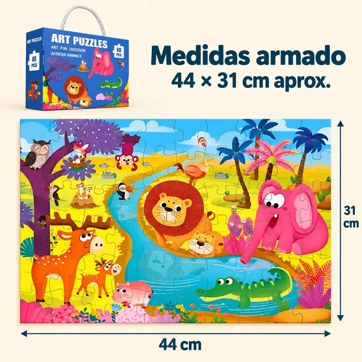 Puzzle Rompecabezas 60 Piezas Para Niños Animales