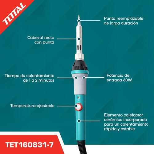 Cautin Tipo Lapiz P/ Soldar Temperatura Regulable 60w Total