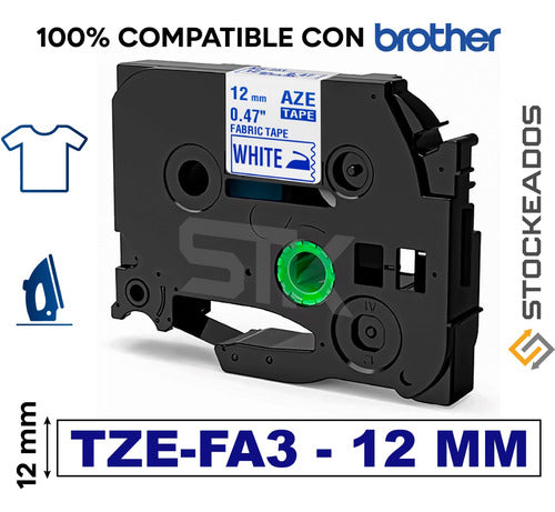 Cinta Tze-fa3 Termotransferible 12mmx3m Blanca Letras Azul