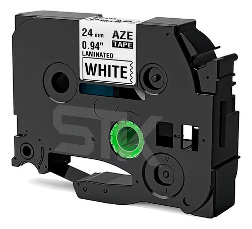 Cinta Rotuladora Compatible Brother Tze-251 24mm Negro Sobre Blanco 8m