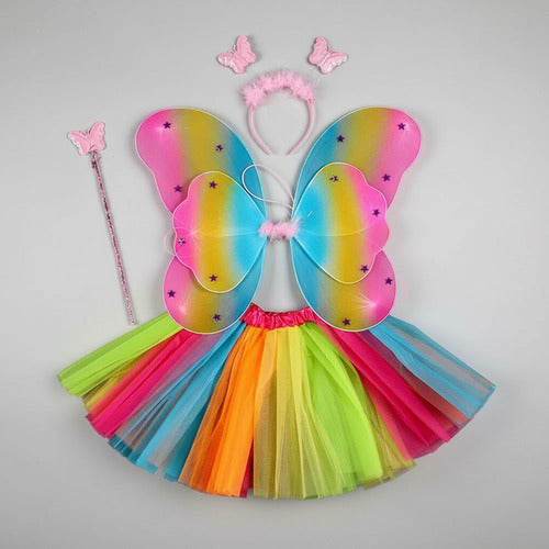 Disfraz Alitas De Mariposa Niñas Conjunto Cintillo Varita Alitas Y Tutu