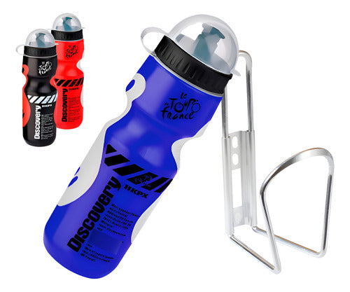 Botella Para Bicicleta 650ml + Soporte De Aluminio