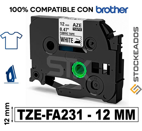 Cinta Tze-fa231 Termotransferible 12mmx3m Blanca Letra Negra