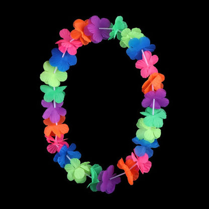Pack 6 Unidades Collares Hawaianos Flores Fluor Fiestas