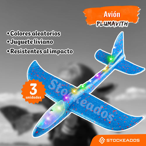 Pack 3 Avion Aviones Planeador De Plumavit Colores Surtidos