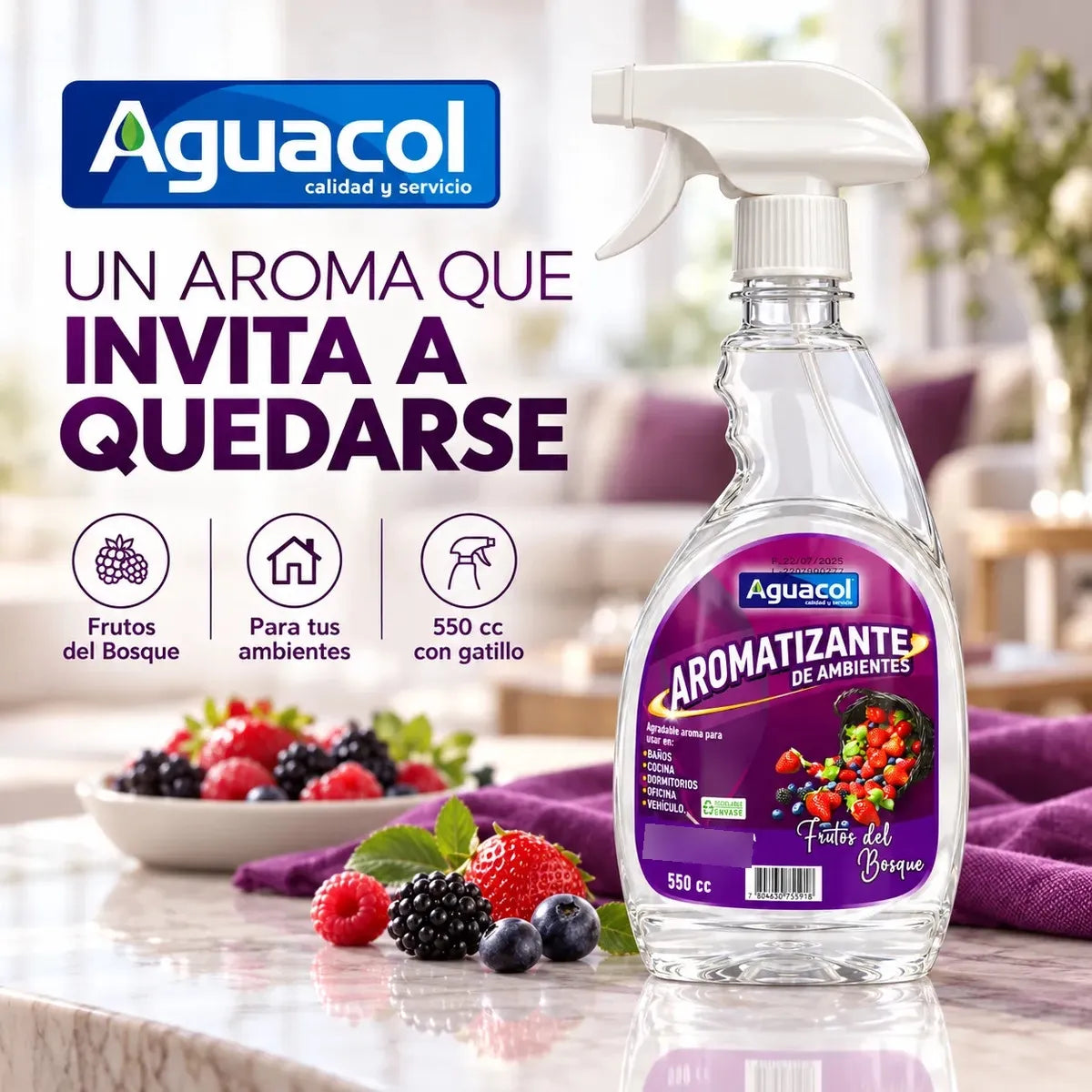 Aromatizante Aguacol Frutos del Bosque 550 cc Spray