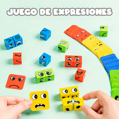 Juego De Puzzle Cubos Didáctico Expresiones Y Emociones