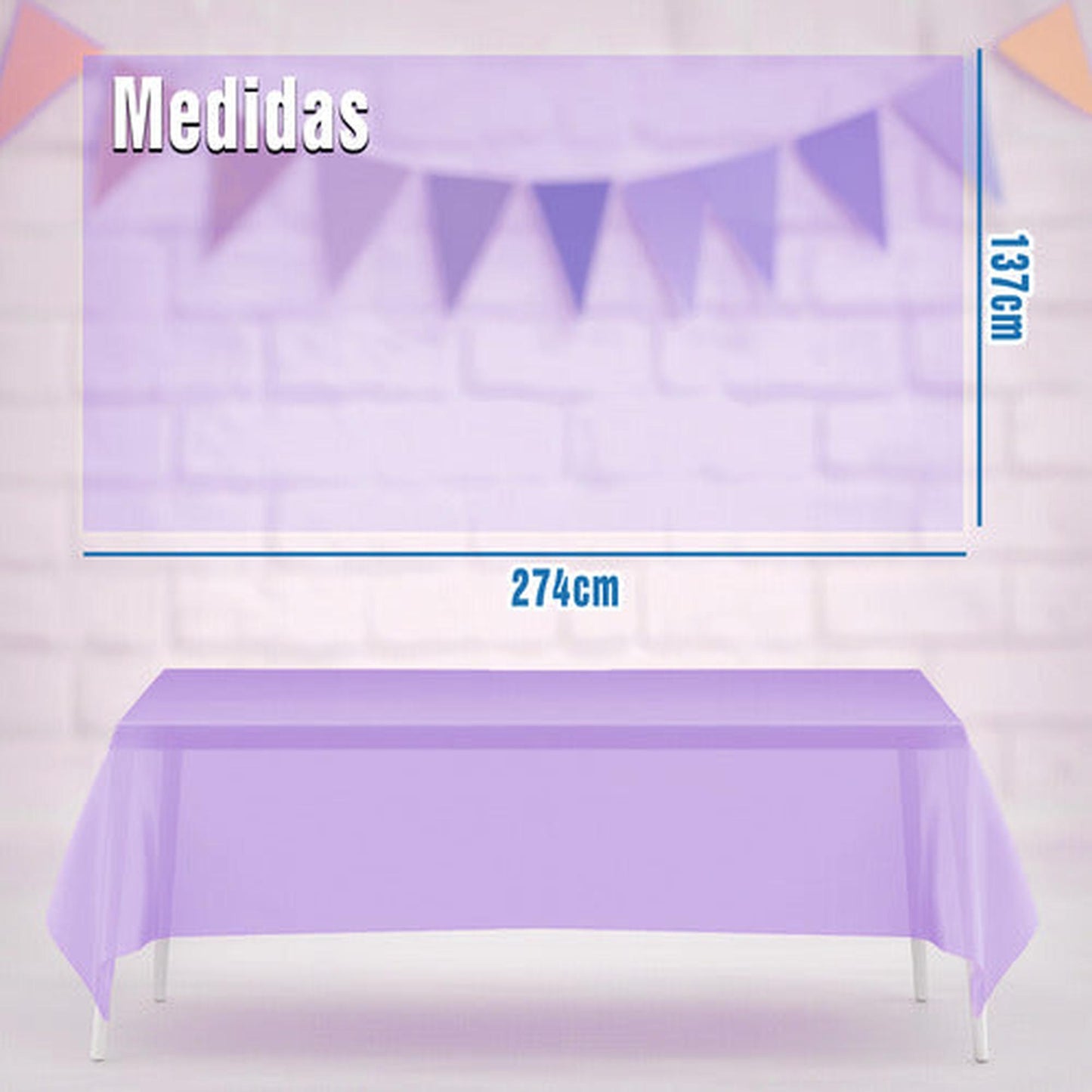 Mantel Plastico 137x274cm Color Lila Para Cumpleaños