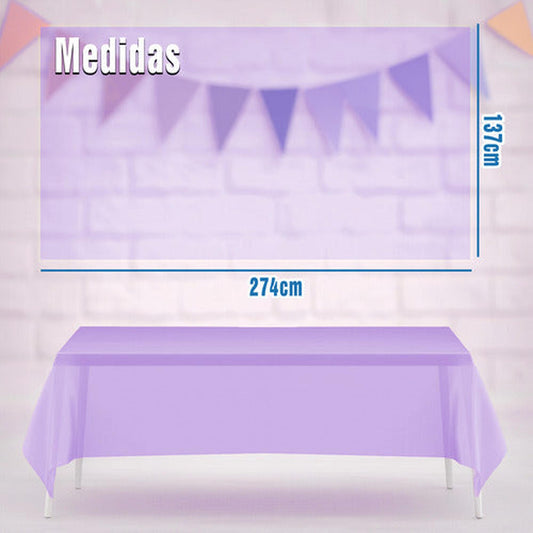Mantel Plastico 137x274cm Color Lila Para Cumpleaños