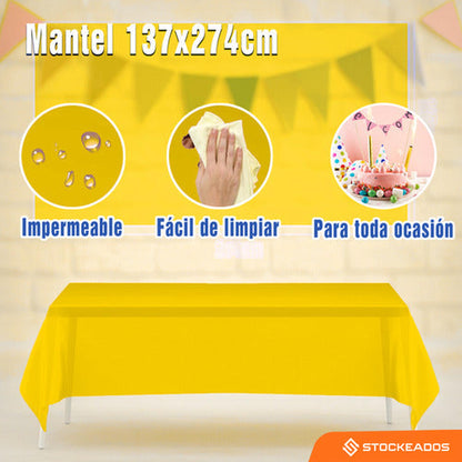 Mantel Plastico 137x274cm Color Amarillo Para Cumpleaños