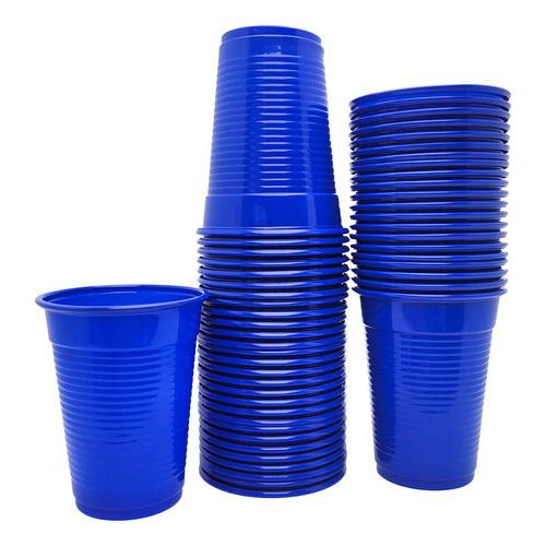 Pack 50 Vasos Plásticos Cumpleaños Color Azul 200ml