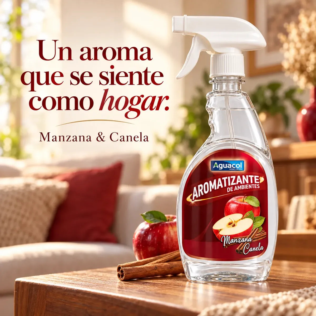 Aromatizante De Auto Ambientes Aguacol Manzana Canela 550cc Rojo Manzana Canela