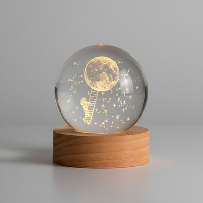 Lampara De Noche Led 3d Bola Cristal Diseños