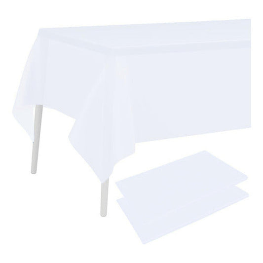 Mantel Plastico 137x274cm Color Blanco Para Cumpleaños
