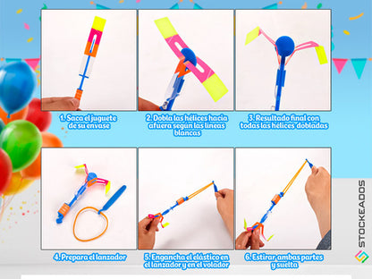 Pack 12 Voladores Luz Led - Juguete Sorpresa Cumpleaños