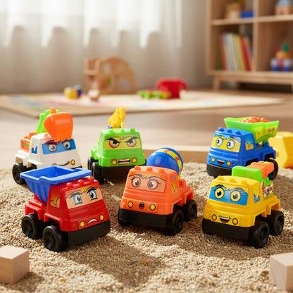 Set 6 Autitos de Construcción con Tracción Pull Back – Juguete Educativo Infantil