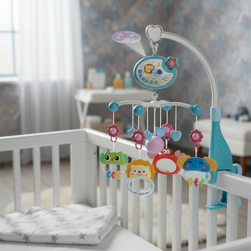Móvil Bebé Musical Y Proyector De Luces 360 Cuna Celeste
