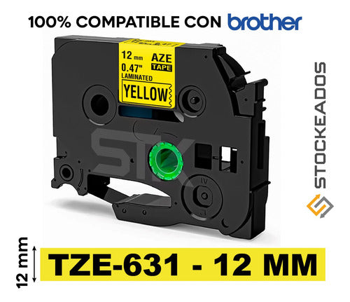 Cinta Tze-631 Brother Alternativa 12mmx8m Amarilla