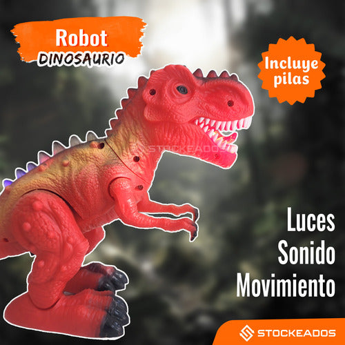 Dinosaurio T-rex Robot Juguete Niños Luces Led Y Sonido Rojo