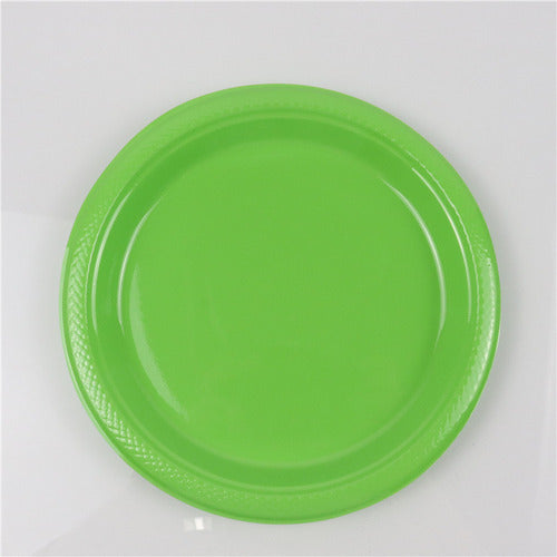 Pack 10 Platos Plásticos Desechable Cumpleaños 17cm Verde