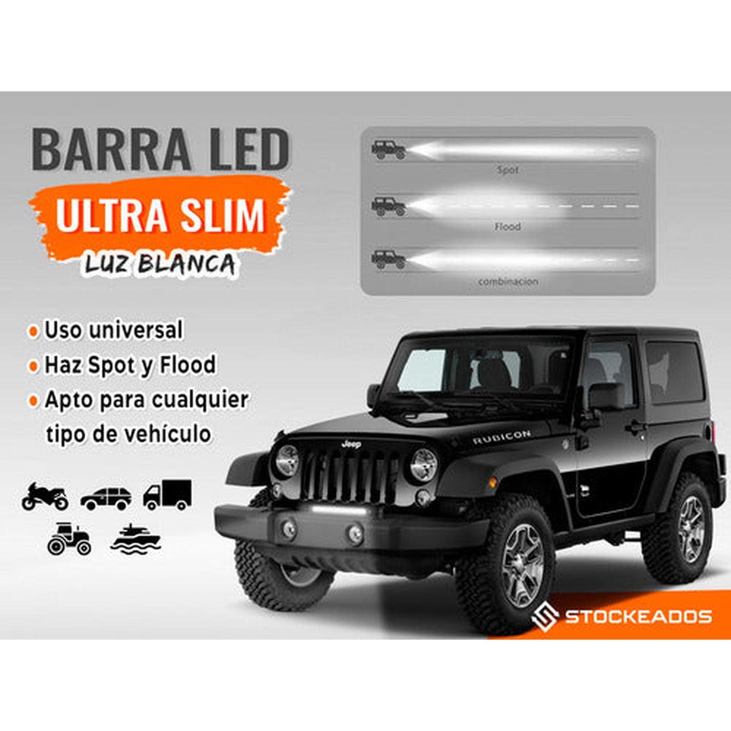 Barra Foco Neblinero Luz Led Delgada 78w 27cm Jeep 4x4