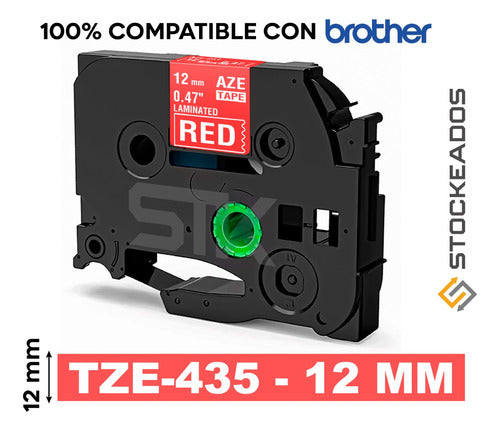 Cinta Tze-435 Brother Alternativa 12mmx8m Roja