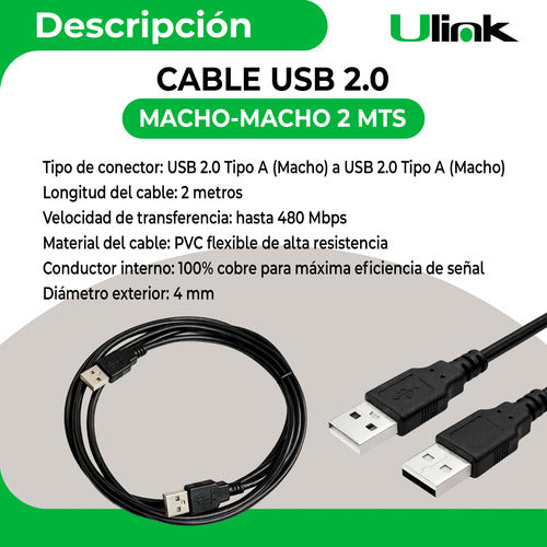 Cable Usb 2.0 Macho-macho 2mts Ulink