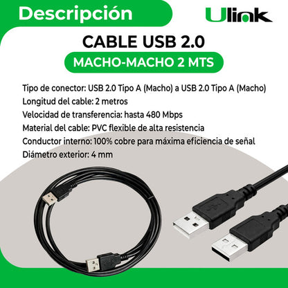 Cable Usb 2.0 Macho-macho 2mts Ulink
