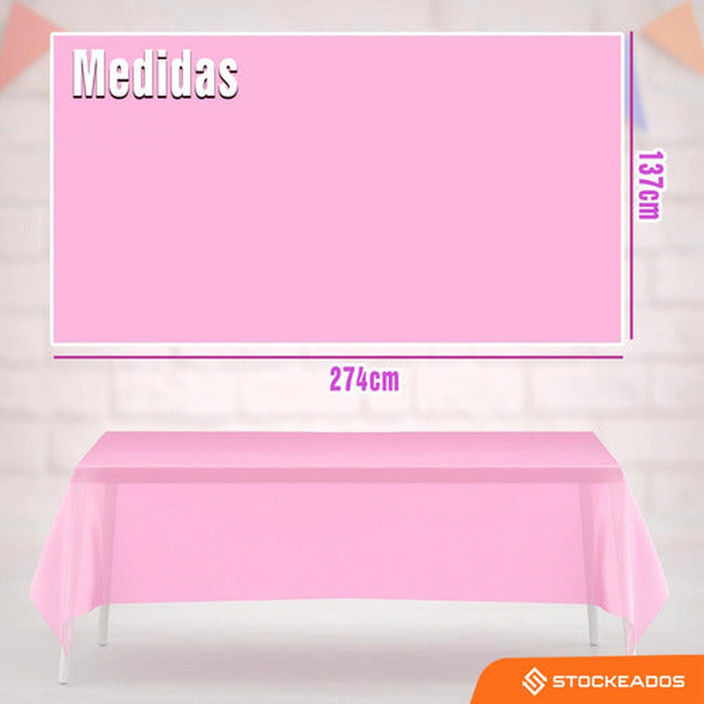 Mantel Plastico 137x274cm Color Rosado Para Cumpleaños