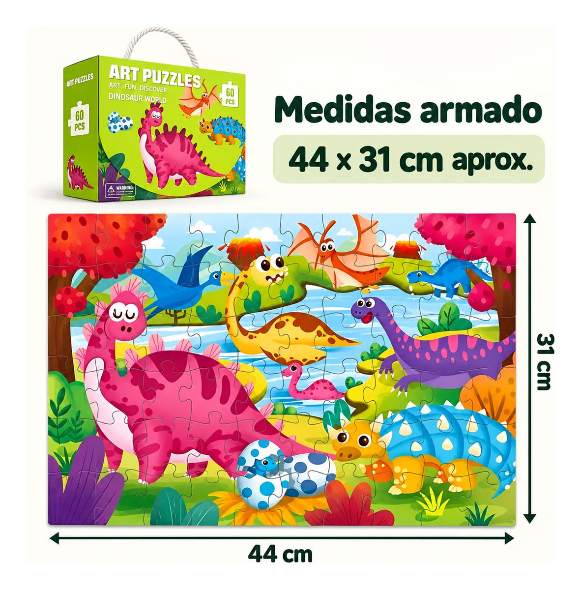 Puzzle Rompecabezas 60 Piezas Para Niños Dinosaurios