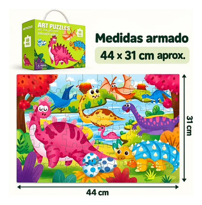 Puzzle Rompecabezas 60 Piezas Para Niños Dinosaurios