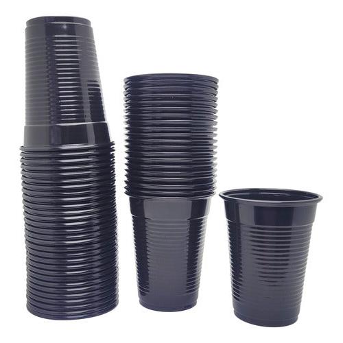 Pack 50 Vasos Plásticos Cumpleaños Color Negro 200ml