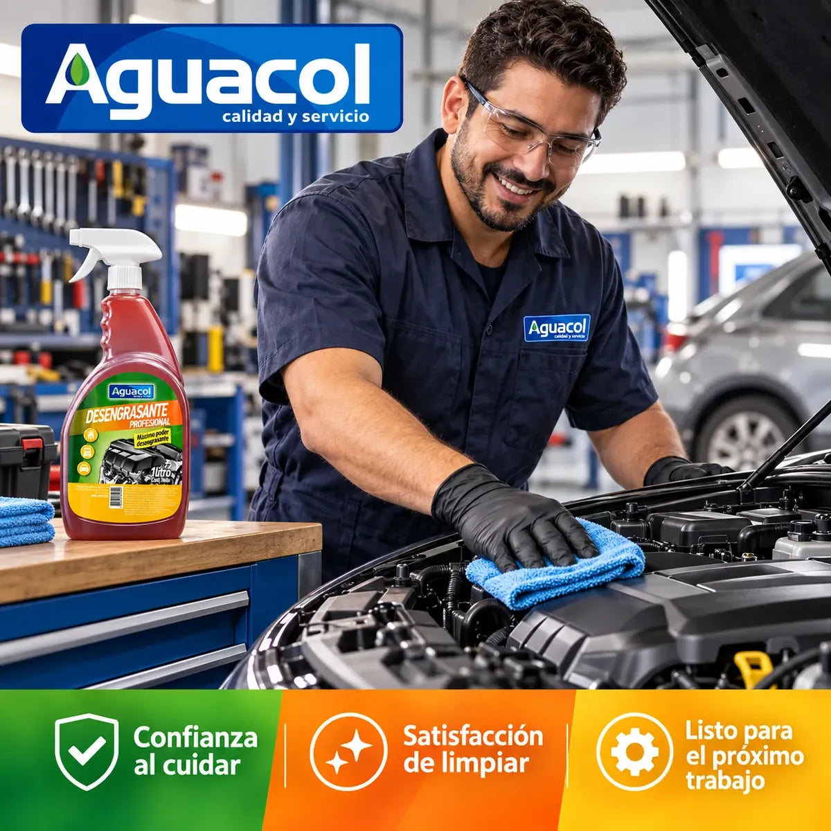 Desengrasante Motor Profesional Aguacol 1 Litro con Gatillo