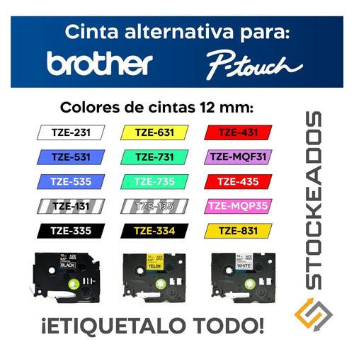 Cinta Tze-135 Alternativa 12mmx8m Blanco Sobre Transparente