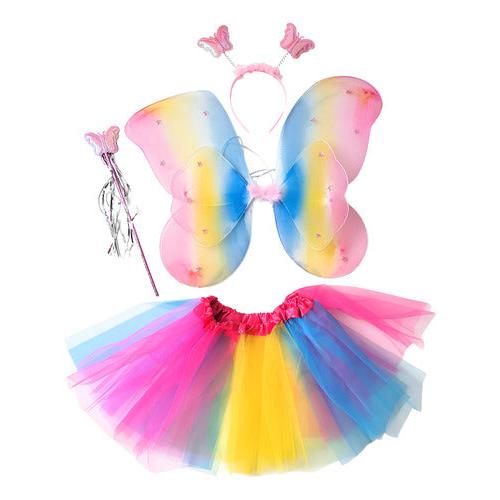 Disfraz Alitas De Mariposa Niñas Conjunto Cintillo Varita Alitas Y Tutu
