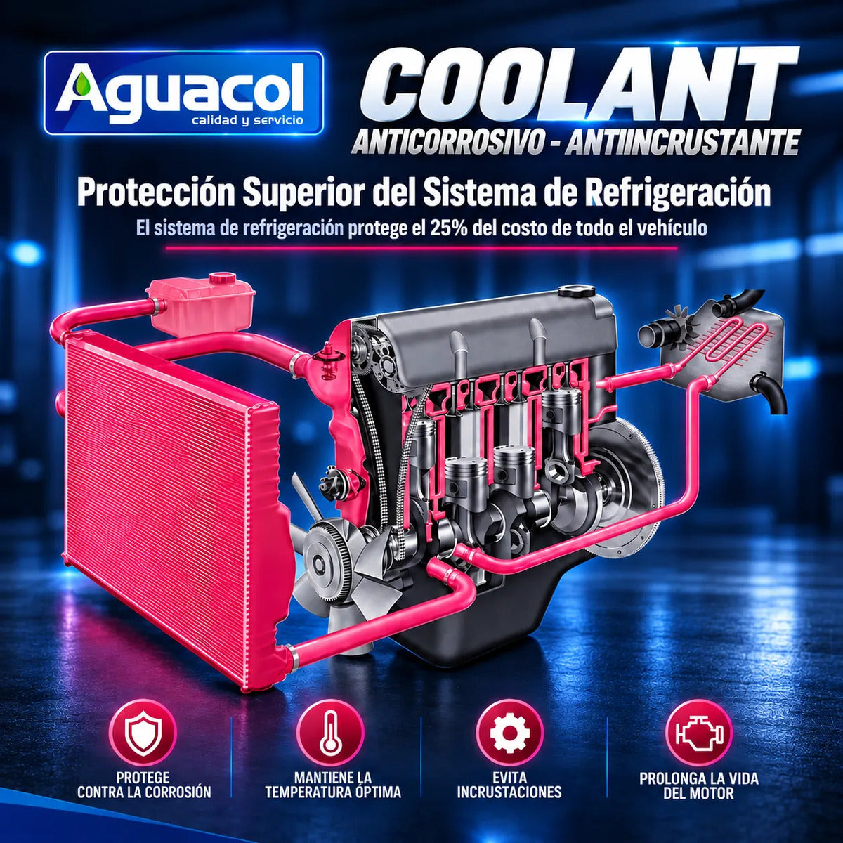 Refrigerante Anticongelante Aguacol Rojo -1°C 5 Litros