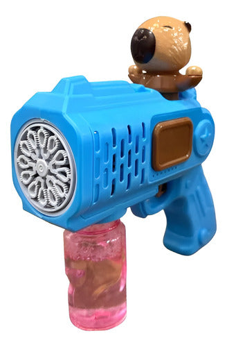 Pistola De Burbujas Celeste Diseño Capibara Lanza Burbujas