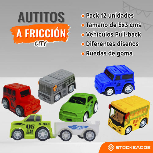Pack 12 Autitos A Fricción - Juguete Sorpresa Cumpleaños