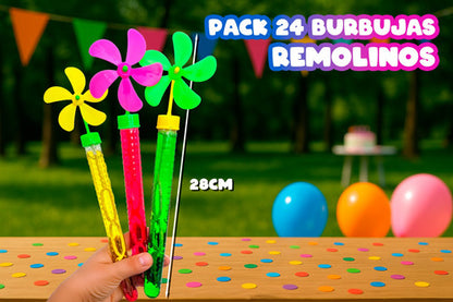 Pack 24 Burbujas Remolino 28cm Para Niños Cumpleaños