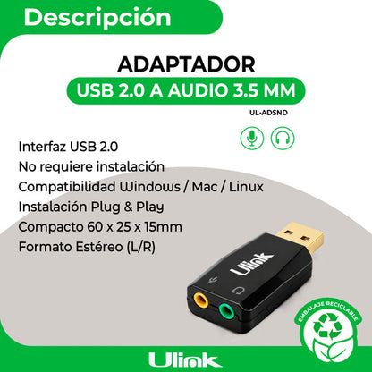 Adaptador Usb A Audio Adaptador De Audífonos Y Microfono