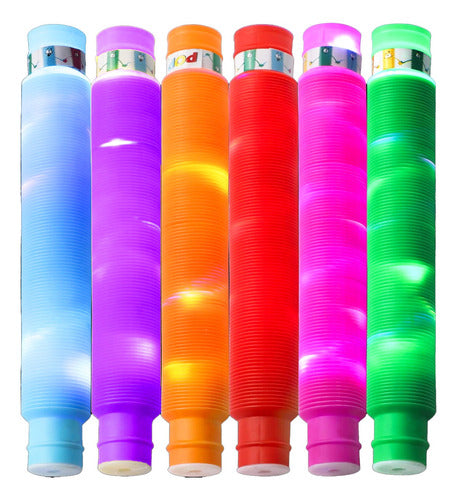 Pack 6 Pop It Tubos Con Luz Led Juguete Sensorial Antiestres