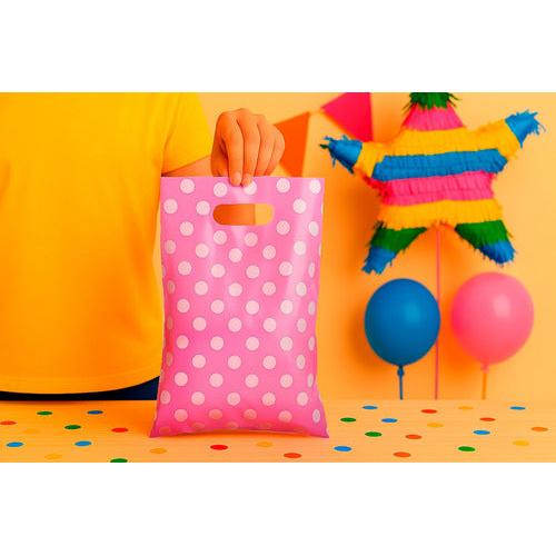 Pack 50 Bolsas Con Lunares Para Cumpleaños 20x30 Cm