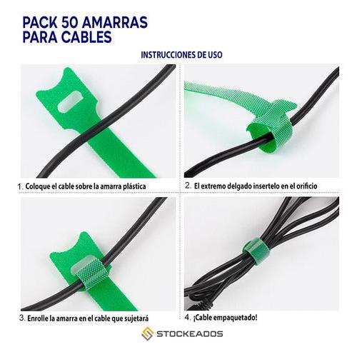 Bridas Amarra Para Cables Velcro 5 Colores - 50 Unidades