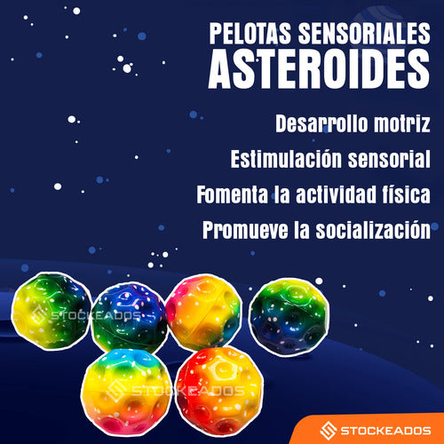 Pack 12 Pelotas Asteroide De Rebote Alto Juguete Sensorial