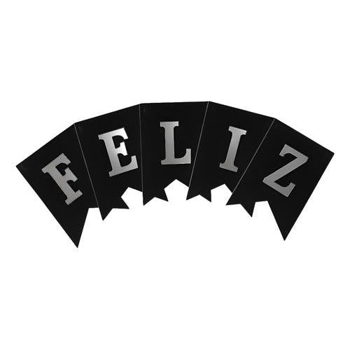 Guirnalda Banderin Feliz Cumpleaños Color Negro