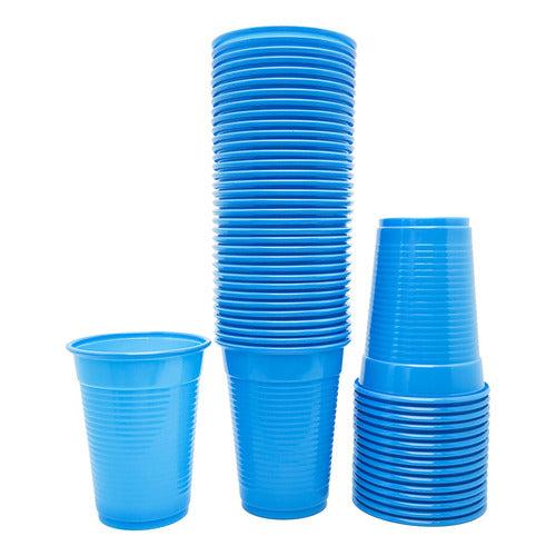 Pack 50 Vasos Plásticos Cumpleaños Color Celeste 200ml